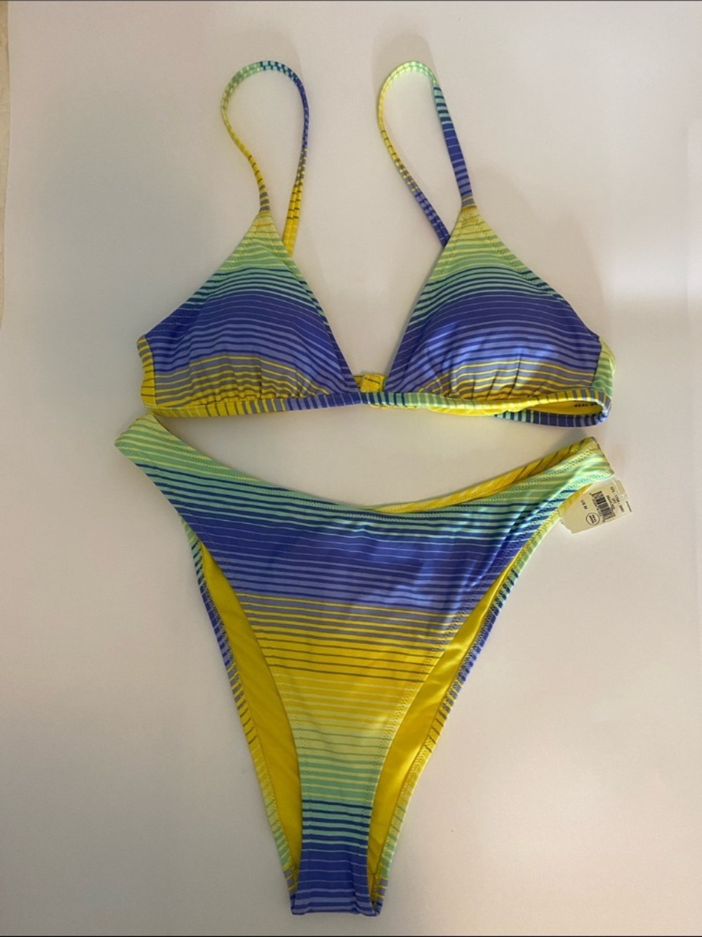 aerie Blue, Yellow & Green Striped Triangle Bikini-medium
B5